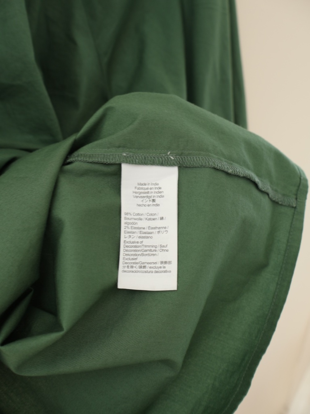J.Crew Green Cotton Peasant Smocked Neck Long Sleeve Blouse Top Gathered Boho XL - Picture 8 of 8
